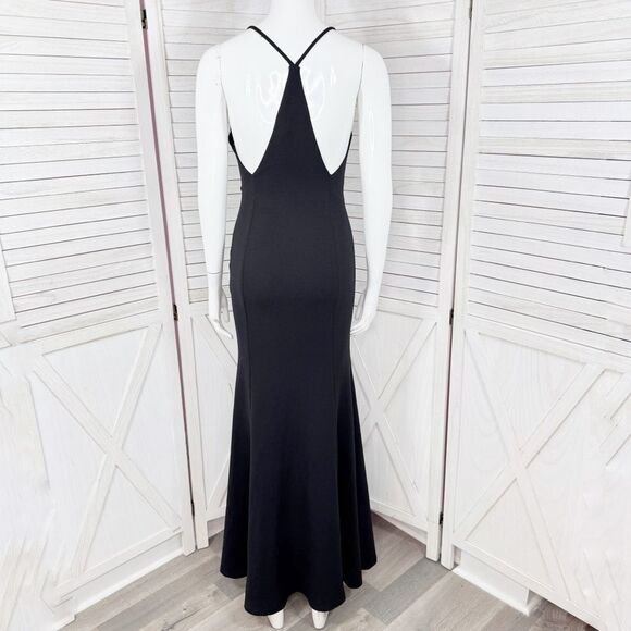 Lulus Amelia Plunge Neck Racerback Sleeveless Maxi Dress Evening Gown Black XS - Picture 4 of 14